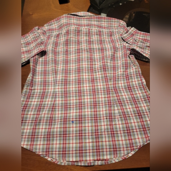 Tommy Hilfiger Men’s Shirt Long Sleeve Button-Down Size L/G Plaid NWT Red/white - Picture 3 of 7
